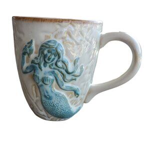 Cracker Barrel 3-D Dimensional Mermaid Textured Coffee Mug Sea Ocean Mythical